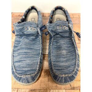 Hey Dude Wally Casual Loafers US 12  Mens Blue Knit Slip-On Lightweight Shoes